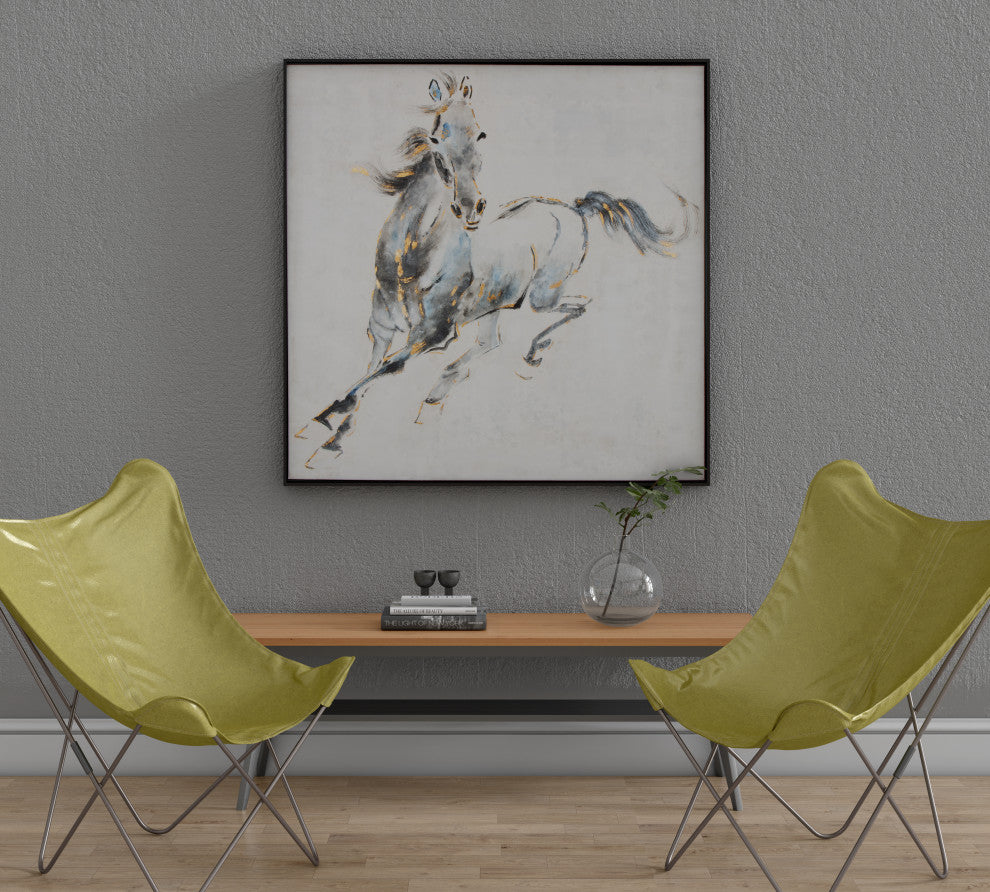 Prancing Stallion, Hand Painted Canvas, 50" X 50"