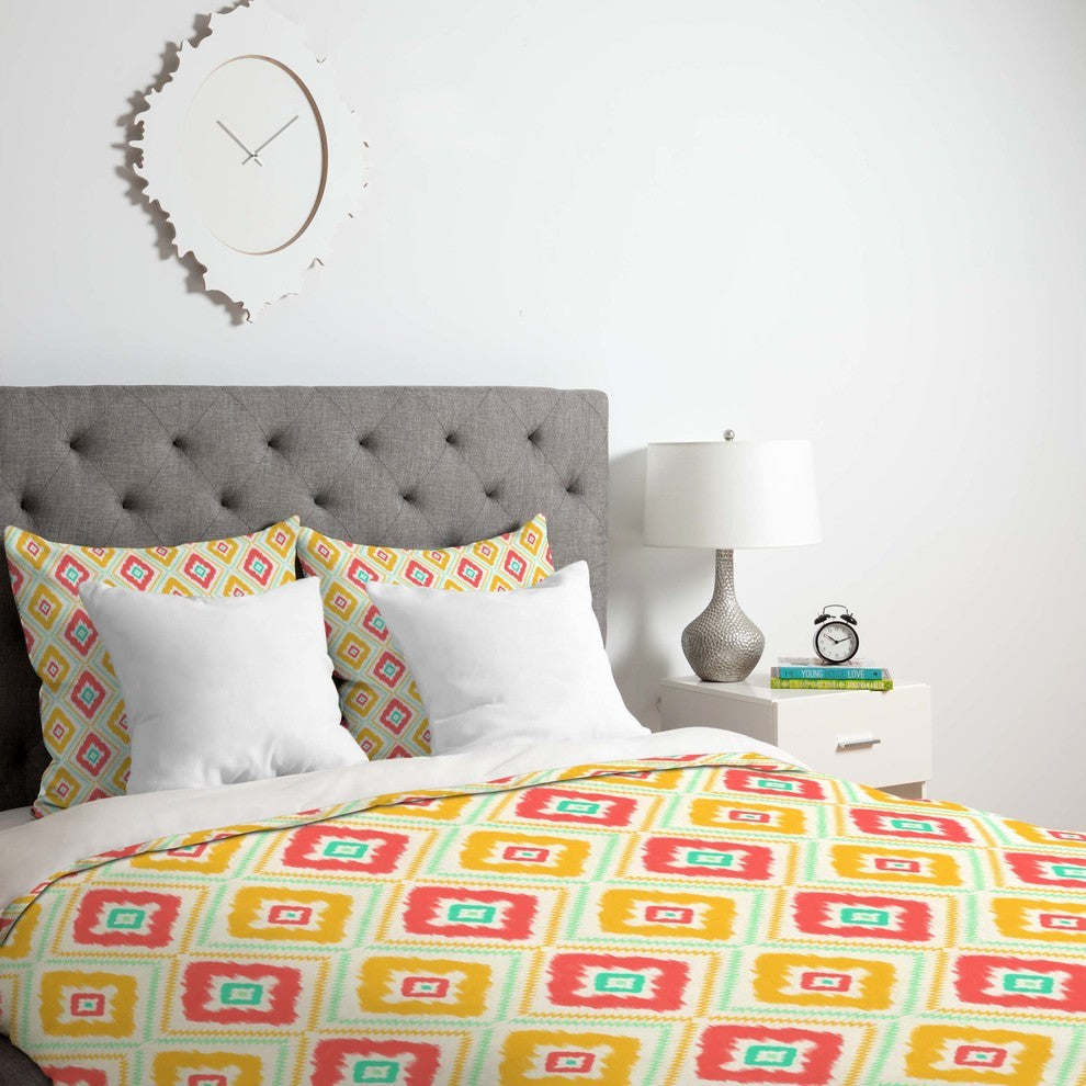 Deny Designs Jacqueline Maldonado Zig Zag Ikat White Duvet Cover - Lightweight