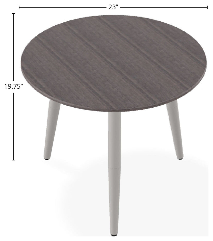 23" Round Rustic Outdoor End Table, Warm Gray
