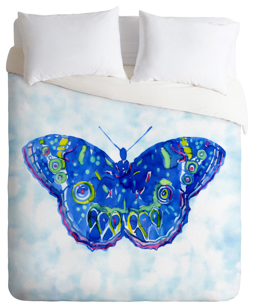 Deny Designs Cayenablanca Watercolour Butterfly Duvet Cover-Lightweight