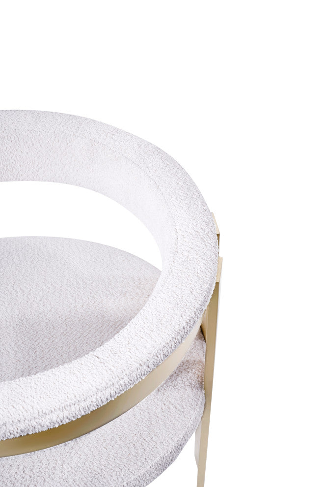 Modrest Pontiac Beige Wool Velvet and Gold Dining Chair