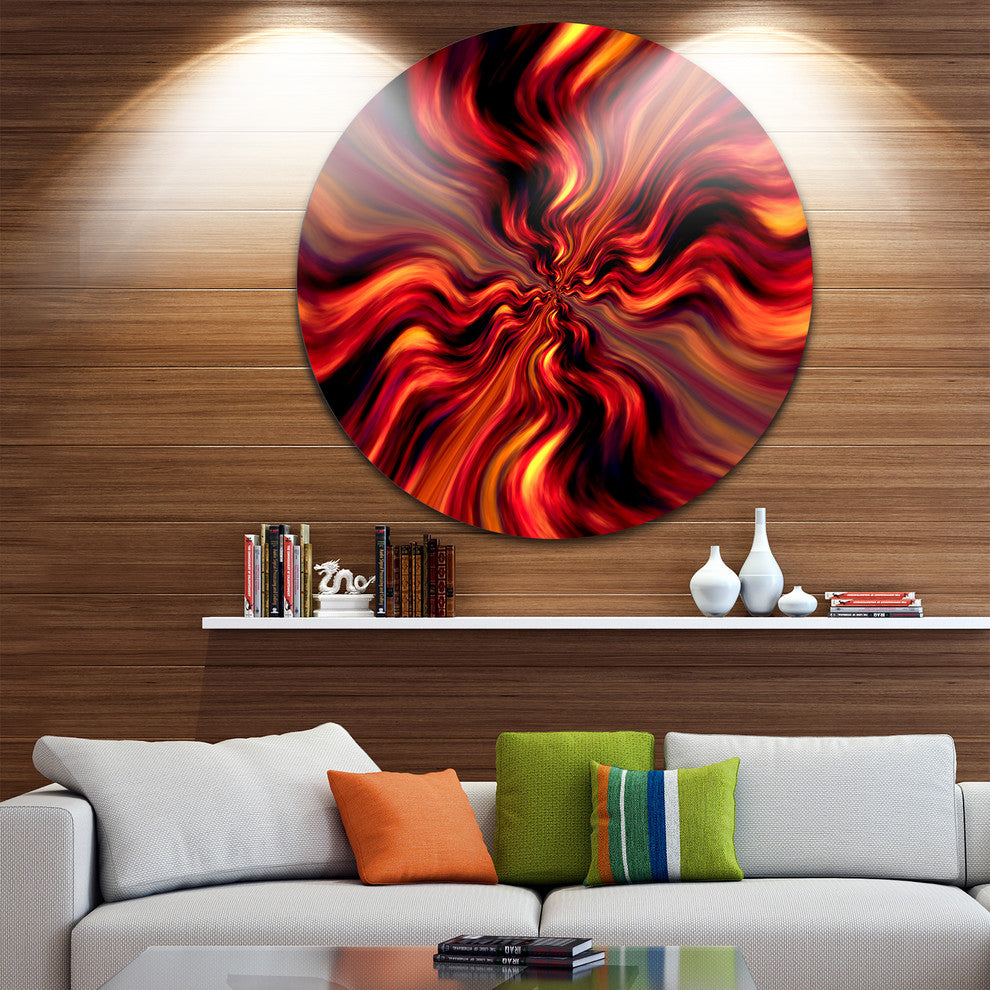 Red Infinity Illustration, Abstract Digital Art Disc Metal Artwork, 36"