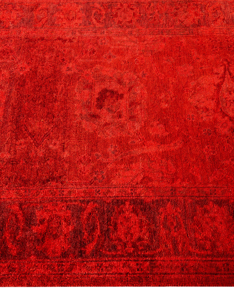 Overdyed One-of-a-Kind Hand-Knotted Area Rug Red, 2' 7" x 12' 10"