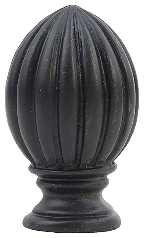 Urbanest Fluted Lamp Finial, Black With Gold Accents, 2"