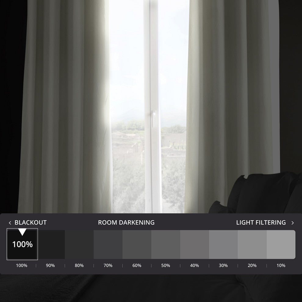 Signature Off White Grommet Blackout Velvet Curtain Single Panel, 50"x84"