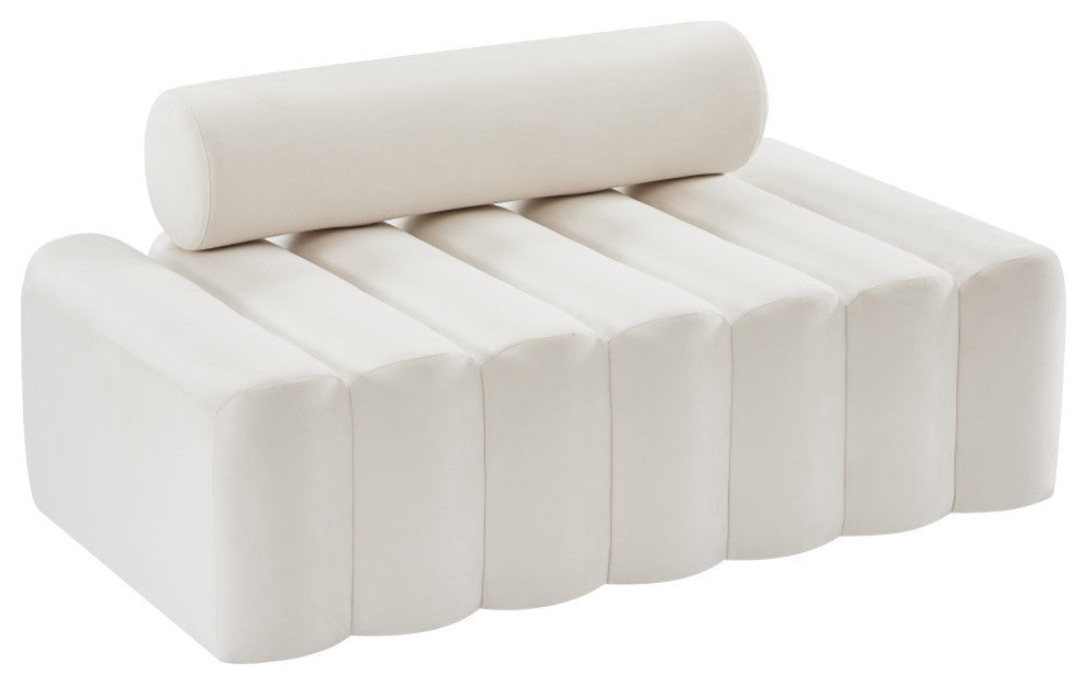 Melody Velvet Upholstered Chair, Cream, Loveseat