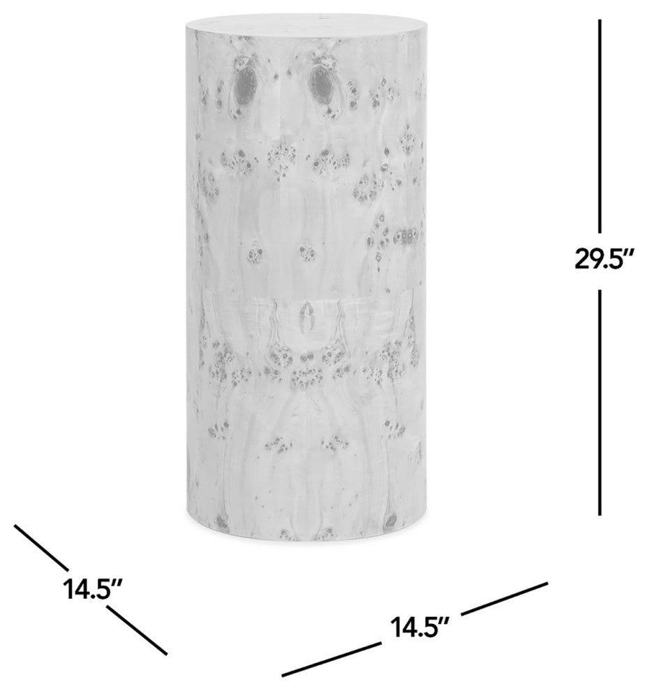 Nebula 29.5" Burl Wood Accent Pillar Side Table, Medium Brown Walnut