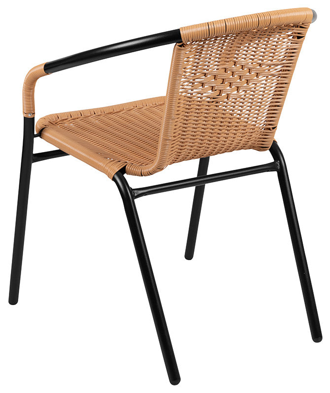 2 Pack Rattan Indoor-Outdoor Stack Chair, Beige