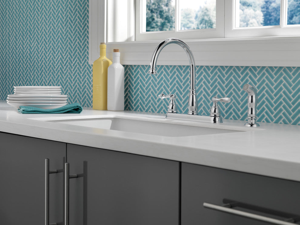 Delta Windemere Two Handle Kitchen Faucet, Chrome, 21996LF