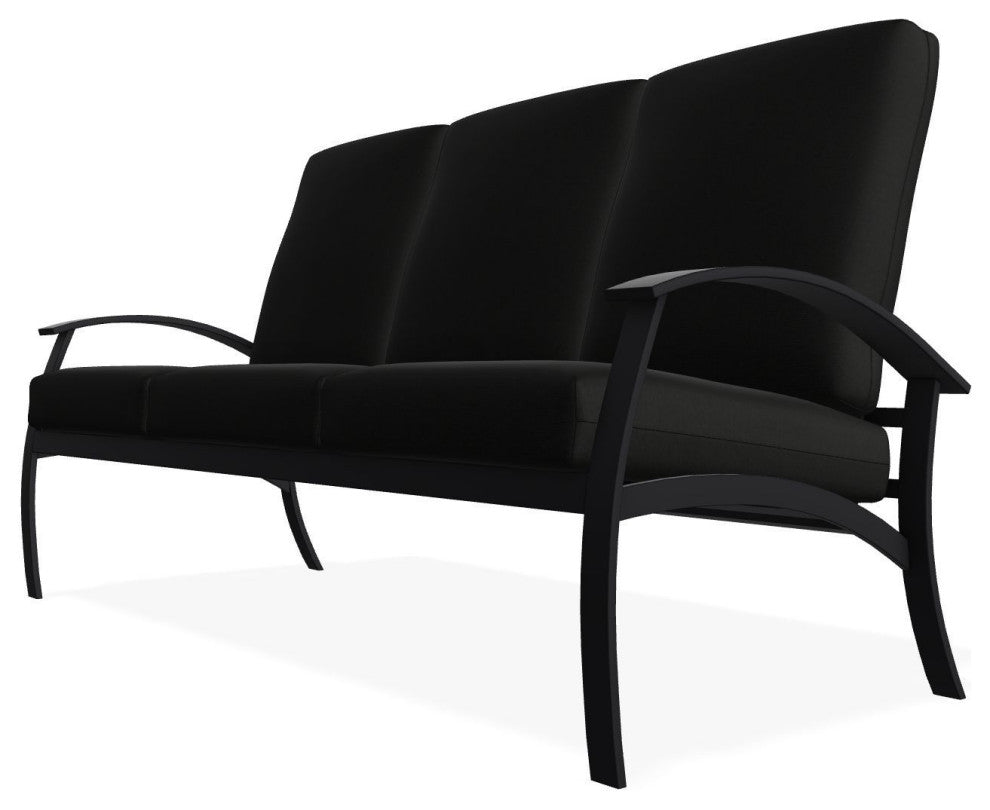 Belle Isle Cushion 3-Seat Outdoor Sofa, Black/Black