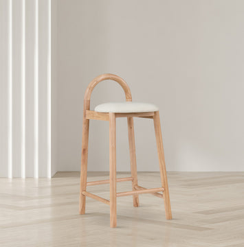 Meridian Furniture Calvin Vegan Leather Stool, Cream, Natural Finish