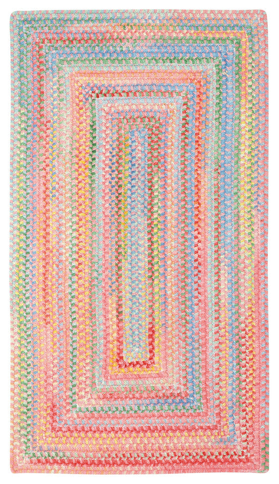 Baby's Breath Concentric Braided Rectangle Rug, Pink, 7'6"x7'6"