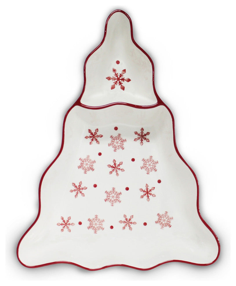Euro Ceramica Winterfest Chip and Dip Tree Platter