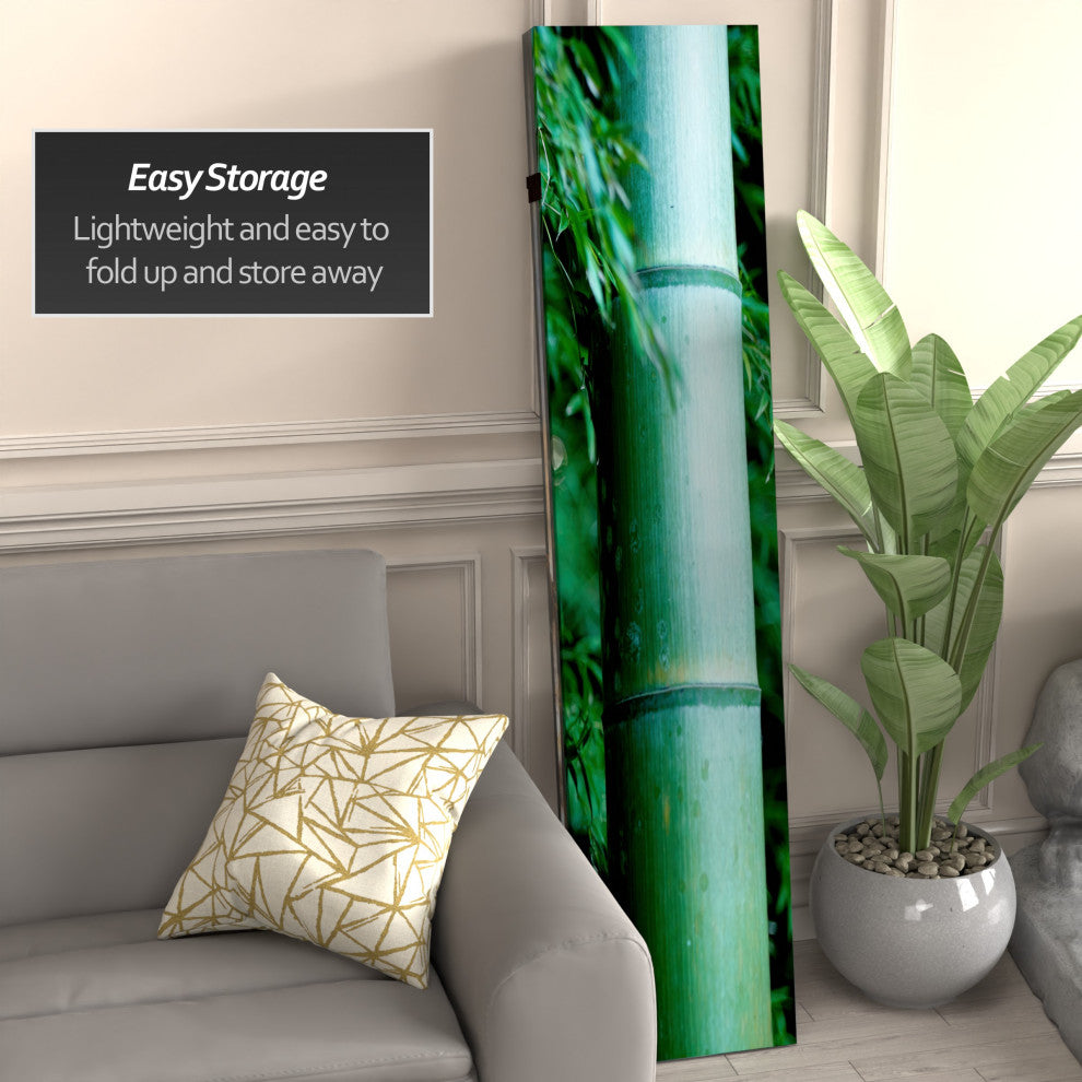 6' Tall Double Sided Bamboo Tree Canvas Room Divider 4 Panel