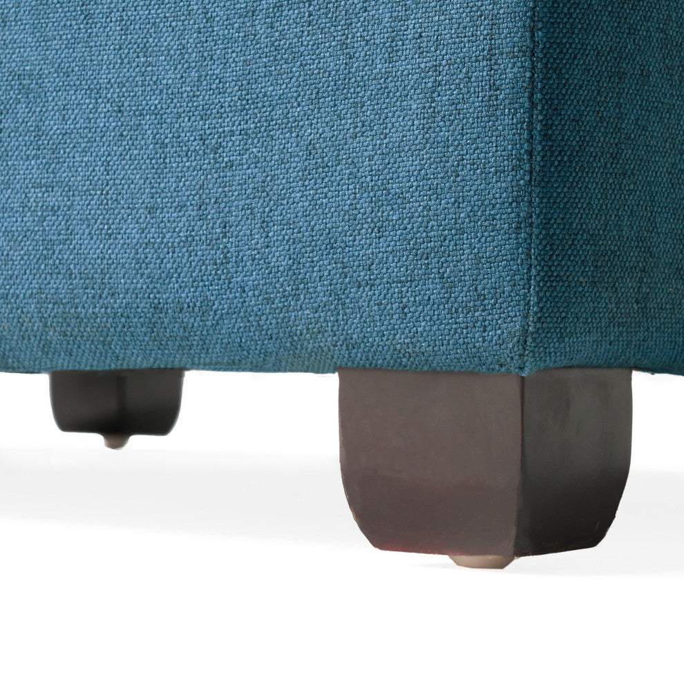 GDF Studio Carlyle Fabric Storage Ottoman, Dark Blue Fabric