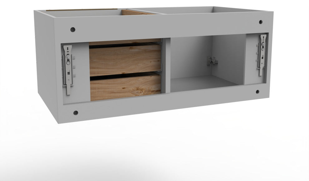 CastelloUSA Alpine 36" Wall Mounted Vanity, Base Only, Gray, Gold Handles