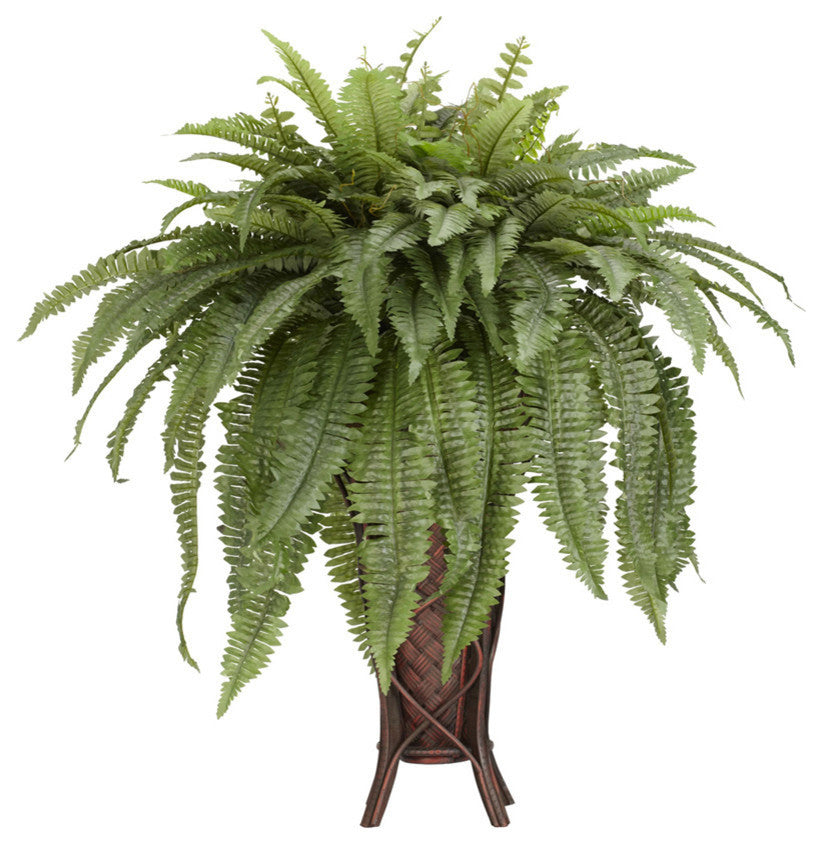 Boston Fern With Stand Silk Plant