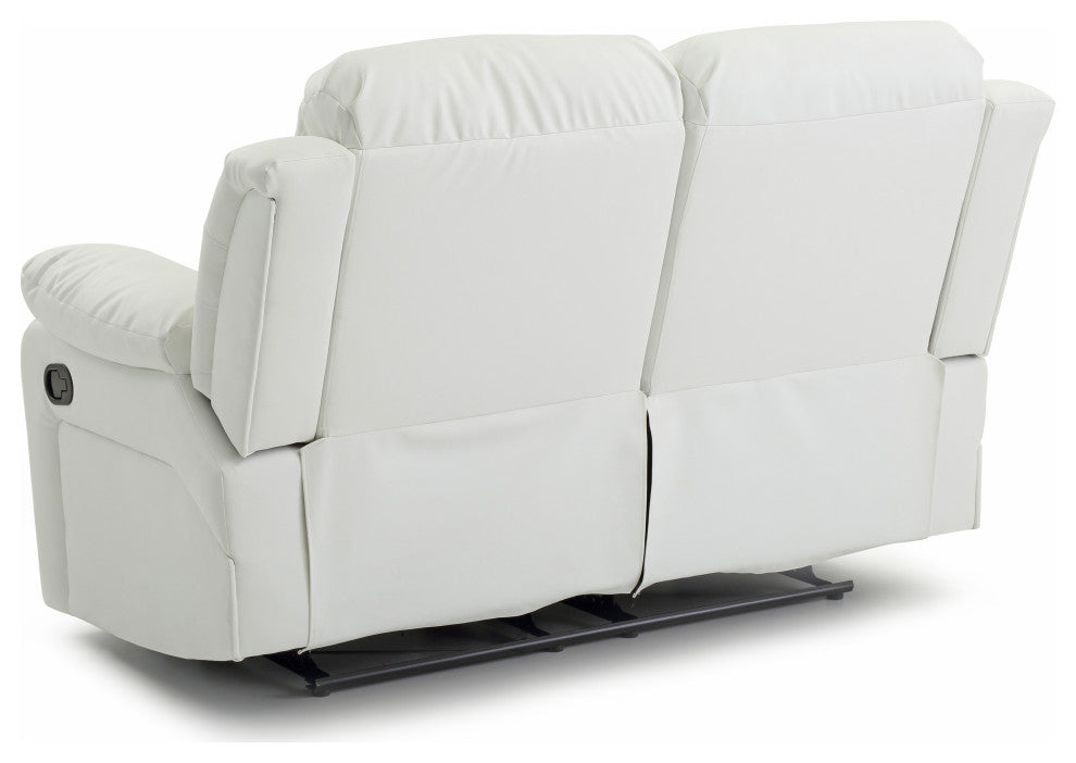 Springfield Reclining Love Seat, White Faux Leather
