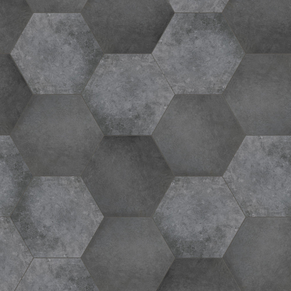 Heritage Hex Carbon Porcelain Floor and Wall Tile