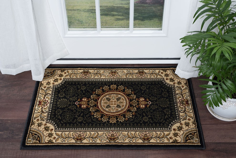 Jayden Traditional Oriental Area Rug, Black, 2'x3'