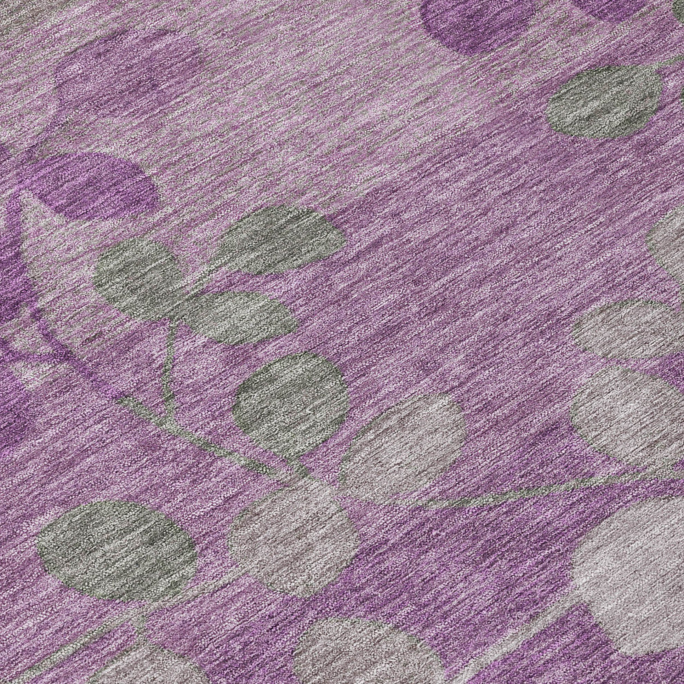 Machine Washable Indoor/Outdoor Chantille ACN1900 Purple 8' x 8' Round Rug
