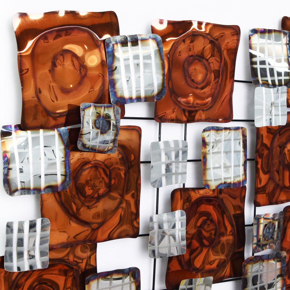 Hand Painted Etched Metal Wall Sculpture, Multi Color, Maze