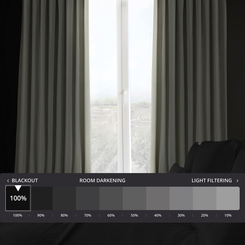 Signature Warm Off White Doublewide Blackout Velvet Curtain Panel, 100x108