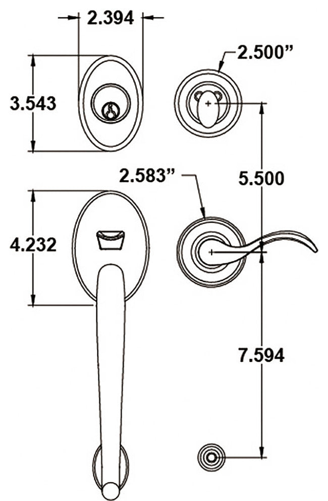 Rockwell Premium Solid Brass Entry Door Windsor Handleset, Black
