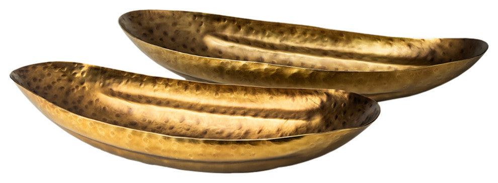 Karmen Hammered Gold Oversized Bowls, Set of 2