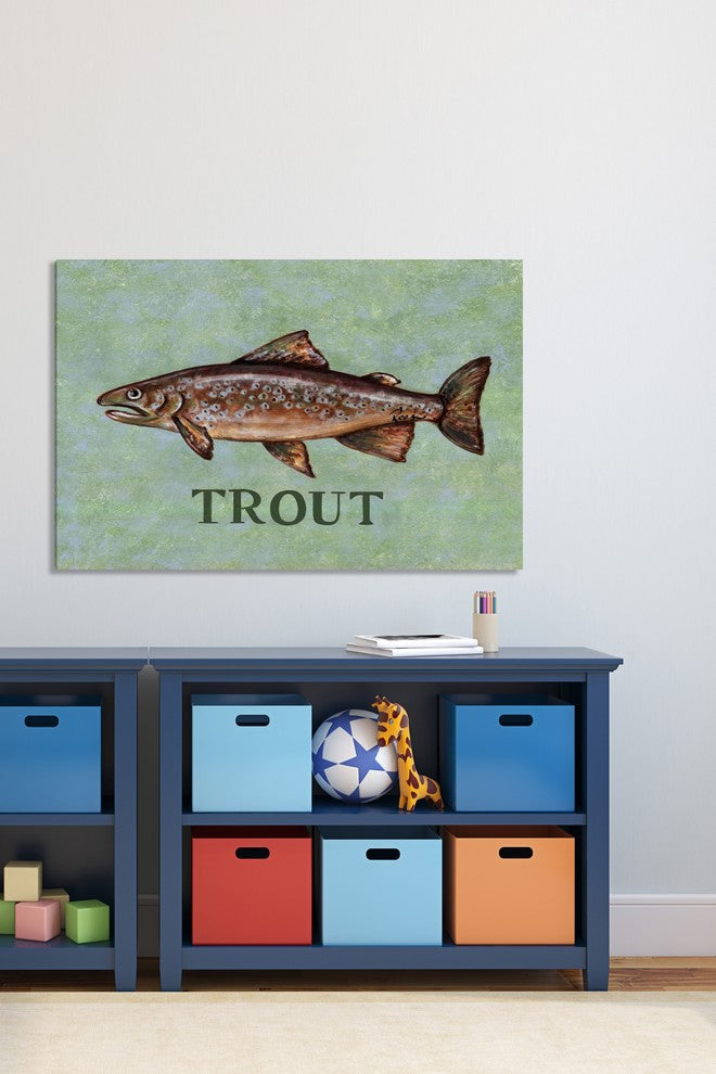 Marmont Hill, "Trout" by Reesa Qualia Painting Print on Wrapped Canvas, 60x40