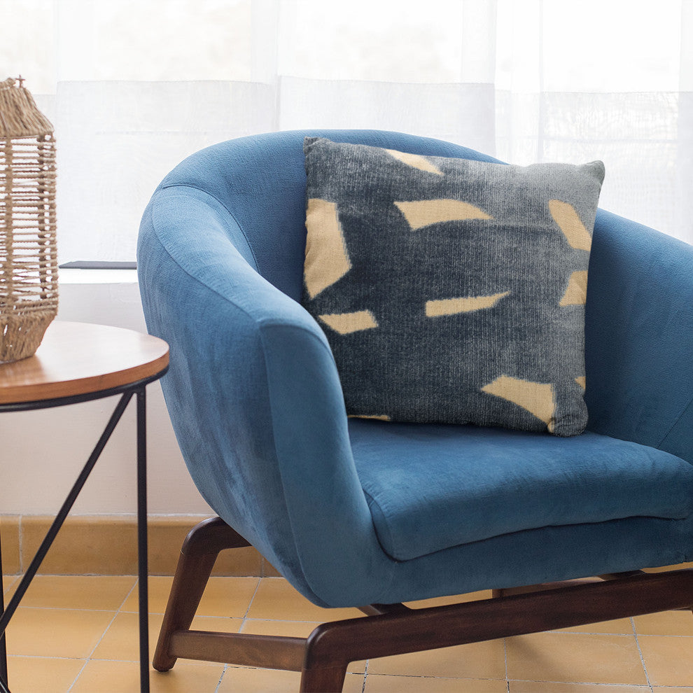 Plutus Blue Palm Floral Luxury Throw Pillow, 26"x26"