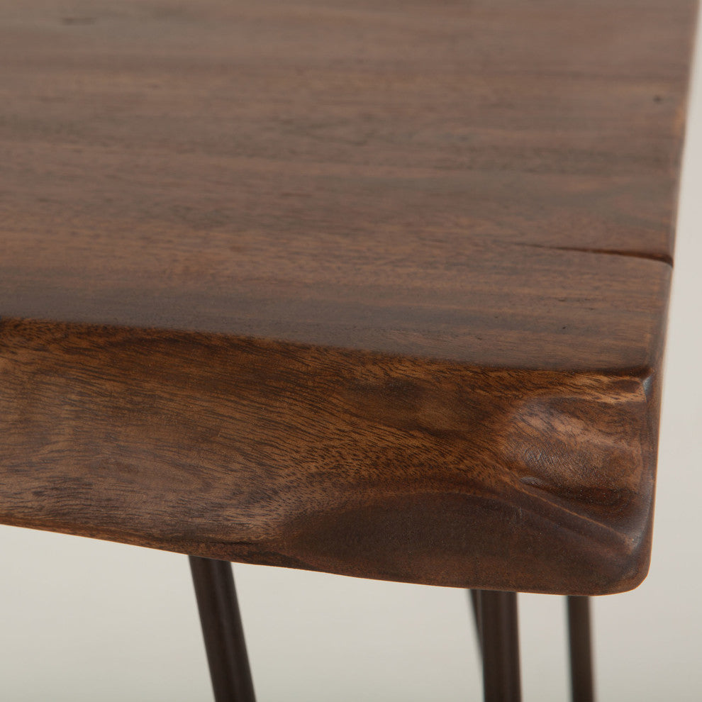 Grandby 26-Inch Acacia Wood Live Edge Side Table in Walnut Finish