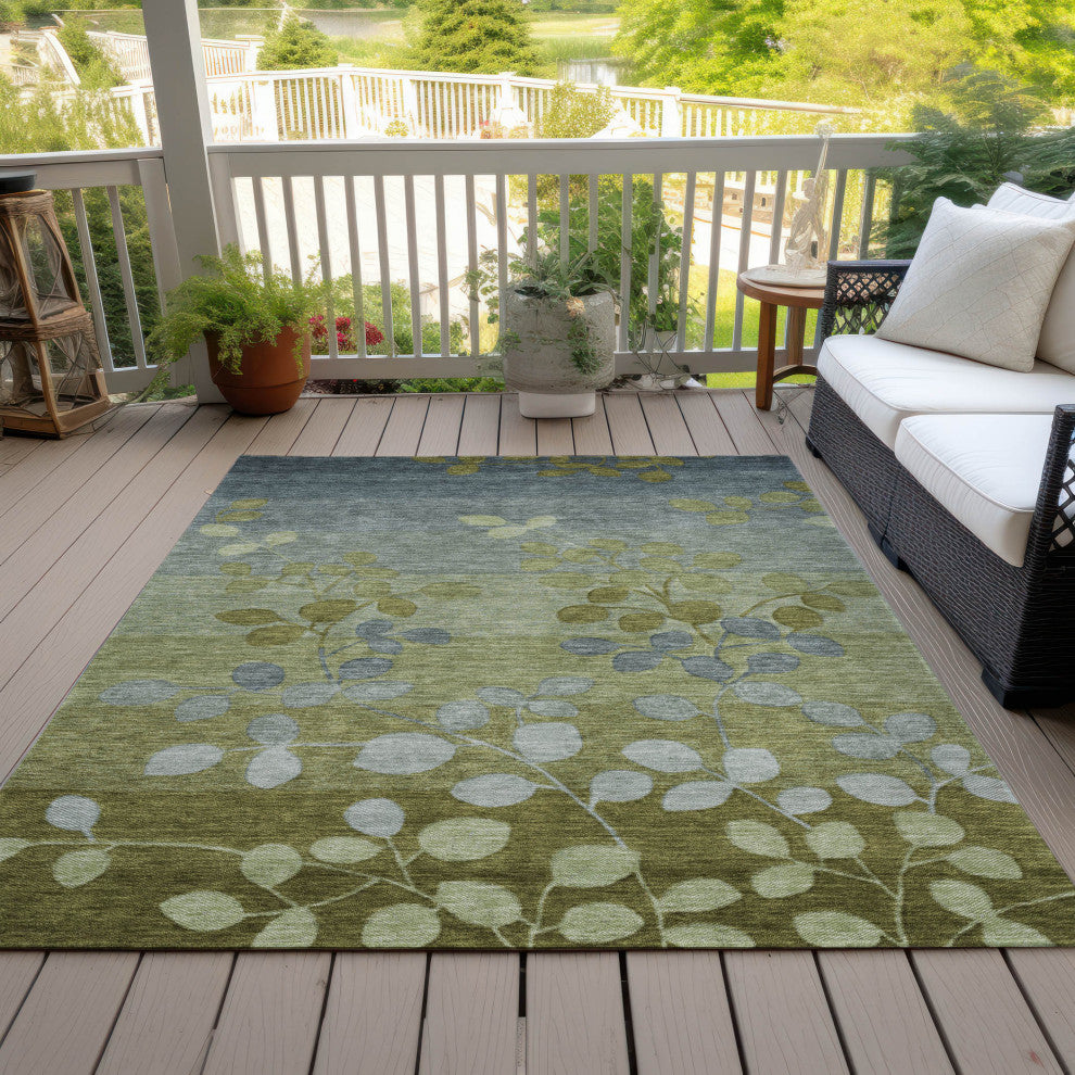 Machine Washable Indoor/Outdoor Chantille ACN1900 Olive 2'6" x 3'10" Rug