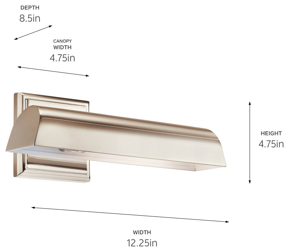 Carston 1 Light Picture Light, Polished Nickel, 12"