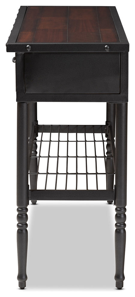 Darby Vintage-Style Industrial Walnut 2-Drawer Dining Room Server