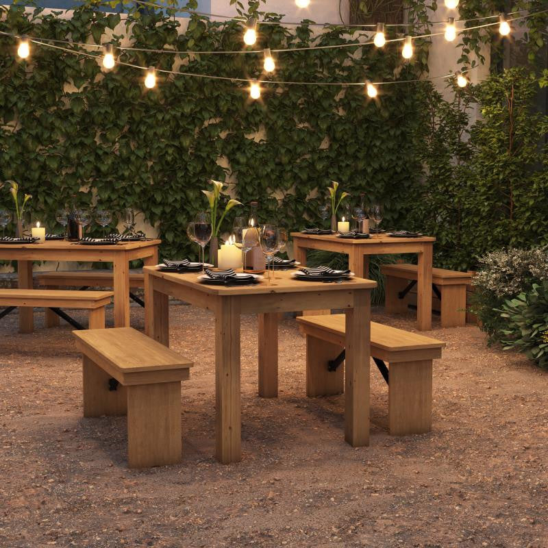 46" x 30" Rectangular Solid Pine Farm Dining Table, Light Natural