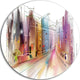 Road In City Illustration Art, Cityscape Round Wall Art, 36"