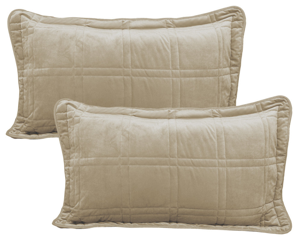 3 Piece Box Quilted Micromink King Bedspread, Oatmeal