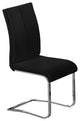 Modern Faux Leather With Chrome Dining Side Chairs, Set of 2, Black