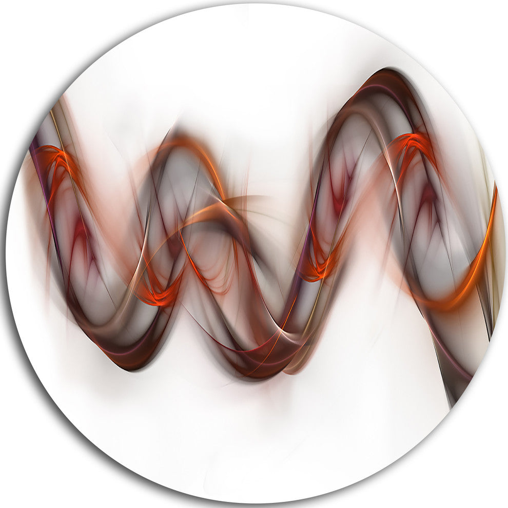 Tangled Brown Silver Waves, Abstract Digital Art Round Wall Art, 36"