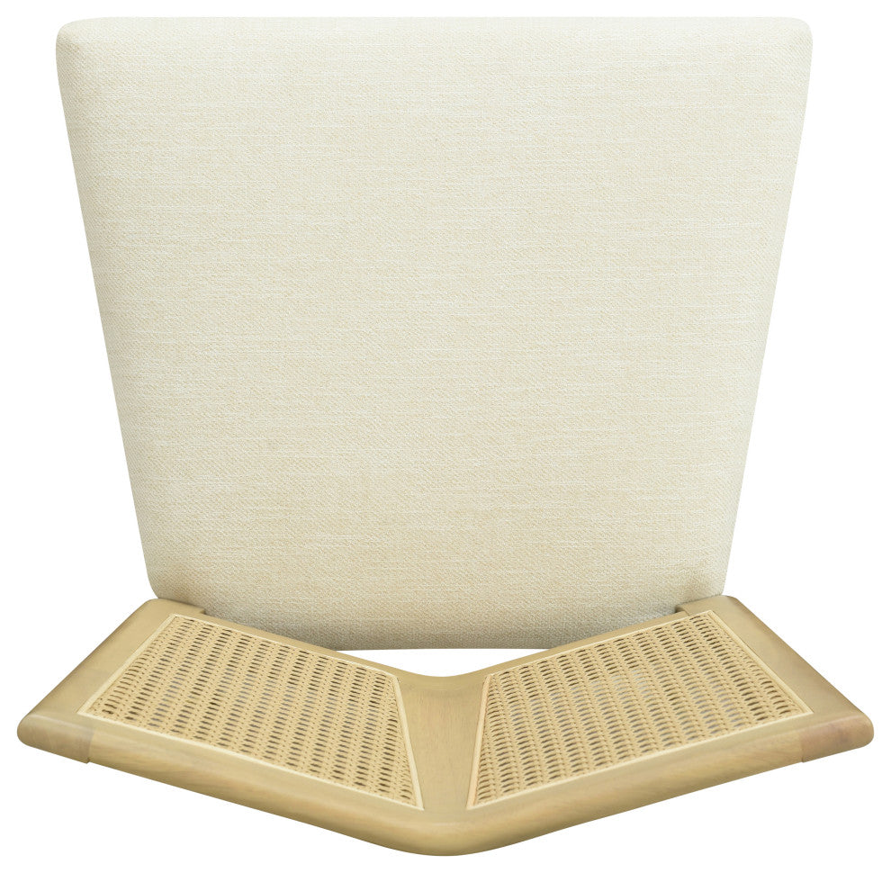 GDF Studio Rattan Dining Chairs, Rubberwood Frame, Set of 2, Light Ash/Beige