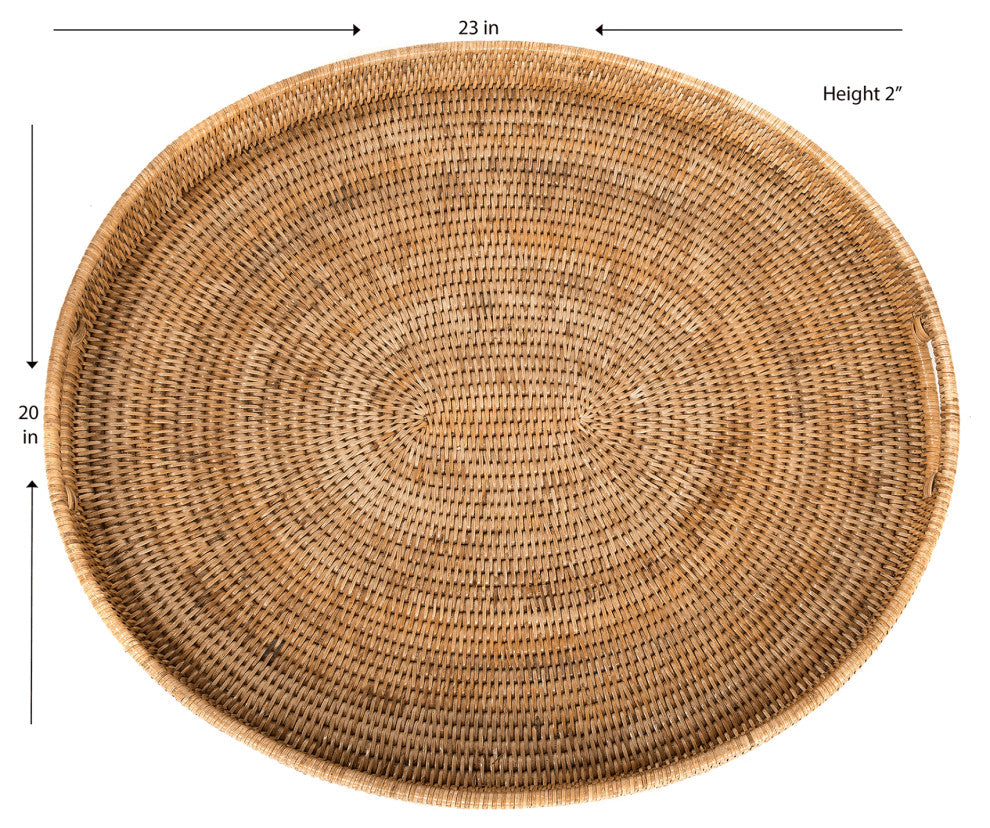 Artifacts Rattan™ Oval Tray With Cutout Handles, Honey Brown, Large