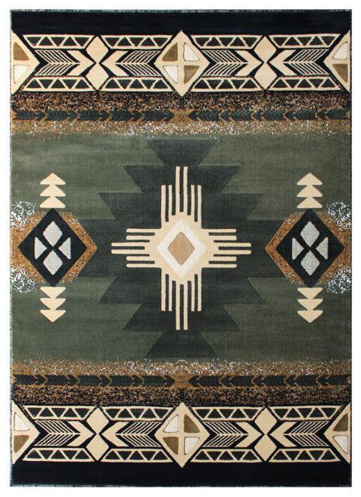 Mohave Collection Traditional Southwestern Style Area Rug, Sage, 8' X 10'
