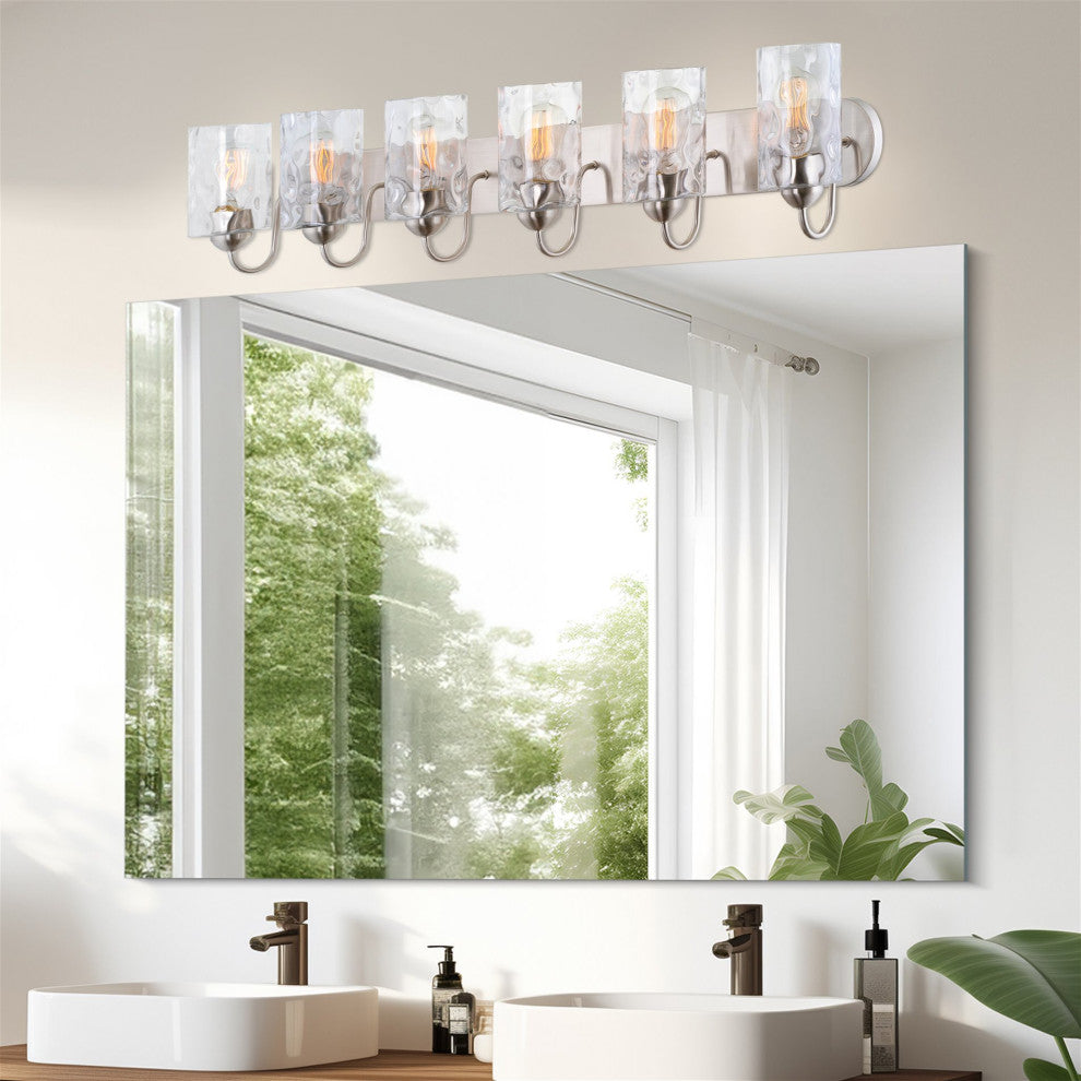 Kira Home Armada II 48" Over Mirror / Bathroom Light, Hammered Glass Shades
