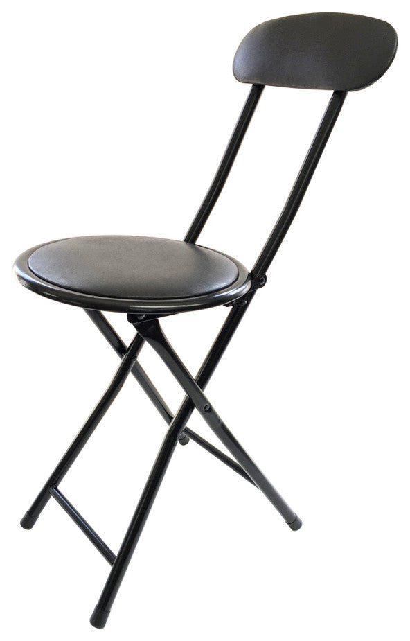 Cushion Top Folding Stool With Back