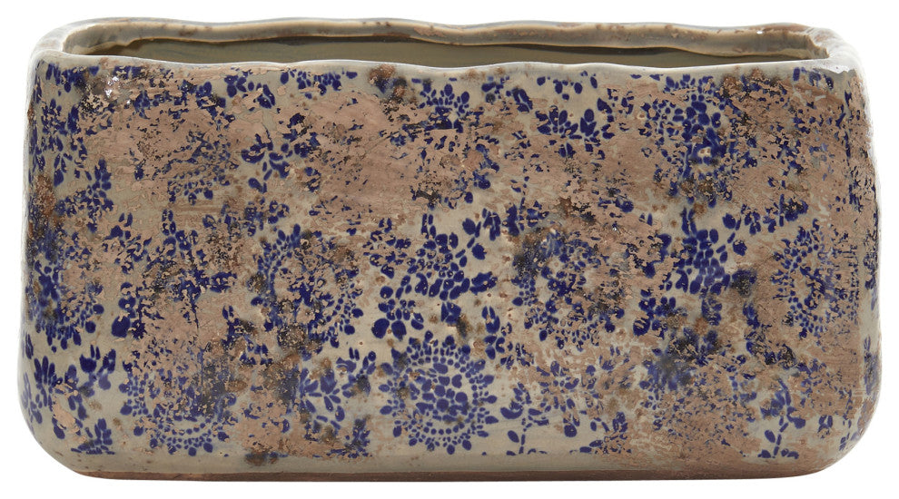 Nearly Natural 10" Tuscan Ceramic Rectangle Planter