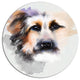 Sad Dog Watercolor Illustration, Modern Animal Disc Metal Wall Art, 36"