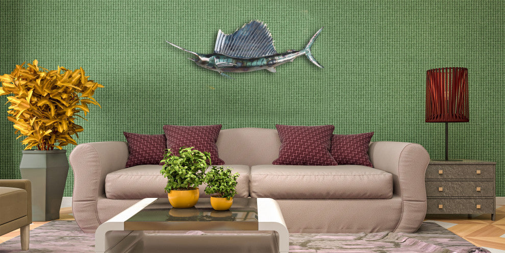 Swordfish Metal Wall Art, 32"X12"