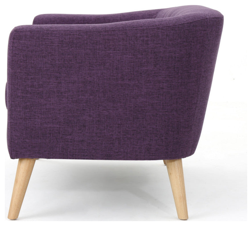 GDF Studio Carol Button Back Mid Century Fabric Modern Loveseat, Muted Purple