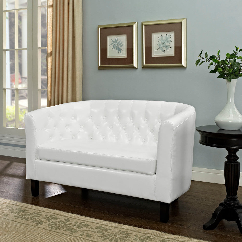 Modern Contemporary Living Room 2 Seater Loveseat Sofa White